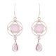 92.5 Sterling Silver Earrings Moden Design Pink Crystal Rose Quartz