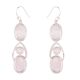 92.5 Sterling Silver Earring Drop Rose Quartz Hangings