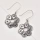 92.5 Sterling Silver Elegant Flower Design Ear Hook Dangle Earrings