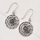 92.5 Sterling Silver Earrings Round Scroll Hanging Danglers