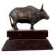 Brass Standing Ox Statue On a Wooden Stand