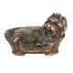 Brass Yorkshire Terrier Dog Sitting In A Basket Statue
