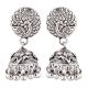 92.5 Sterling Silver Earrings Intricate Carved Peacock Stud Jhumkis