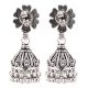 92.5 Sterling Silver Earrings Oxidized Flower Stud Tribal Jhumka/Jhumki With Silver Beads