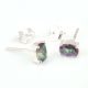 92.5 Sterling Silver Mystic Topaz Cut Stone Semi Precious Stud Earrings