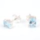 92.5 Sterling Silver Earrings Semi Precious Aquamarine Gemstone Stud Earrings