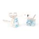 92.5 Sterling Silver Earrings Semi Precious Aquamarine Gemstone Stud Earrings