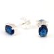 92.5 Sterling Silver Earrings Blue Spinel Semi Precious  Gemstone Stud Earrings