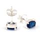 92.5 Sterling Silver Earrings Blue Spinel Semi Precious  Gemstone Stud Earrings