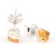 92.5 Sterling Silver Earrings Sapphire Lemon Semi Precious  Gemstone Stud Earrings