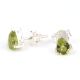 92.5 Sterling Silver Earrings Semi Precious Green Chyrsolite Gemstone Stud Earrings