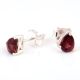 92.5 Sterling Silver Earrings Garnet  Cut StoneStud Earrings
