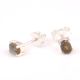 92.5 Sterling Silver Minimal Earrings  Grey Jade Cut Stone Stud Earrings
