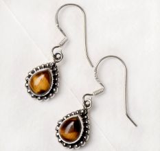 92.5 Sterling Silver Tiger Eye Stone Earring Indian Fashion Earrings