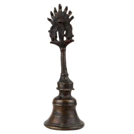 Brass Puja Bell With Two Garuda Figurine God Handle