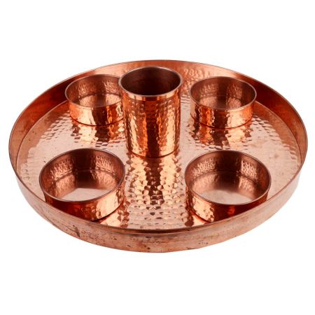 Hand Hammered Copper Dish Set of  Six Pieces