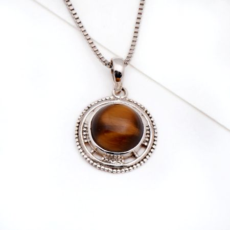 92.5 Sterling Silver Pendant Tiger eye Traditional Pendant