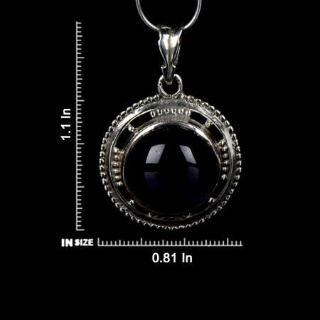 92.5 Sterling Silver Pendant Round Amethyst Stone With Delicate Border Pendant