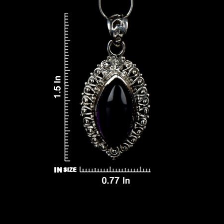 92.5 Sterling Silver Pendant Amethyst Marquise Shaped Daily Wear pendant