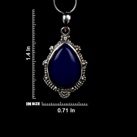 92.5 Sterling Silver Pendant Pear Shaped Blue Tourmaline Gemstone Pendant