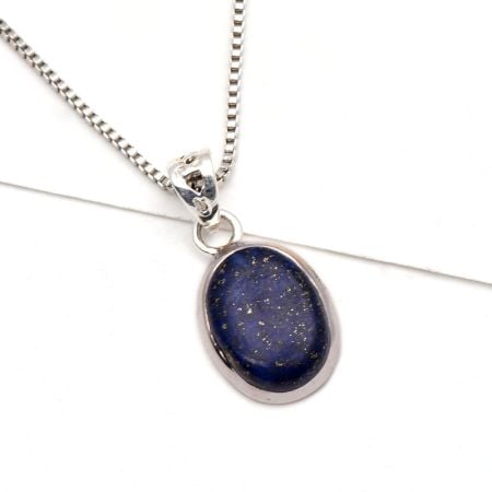 92.5 Sterling Silver Pendant Oval Lapis Lazuli Bail Gemstone Pendant