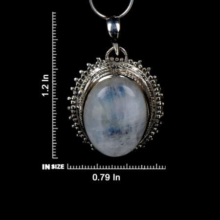Handmade 92.5 Sterling Silver Blue Flash Moonstone Pendant