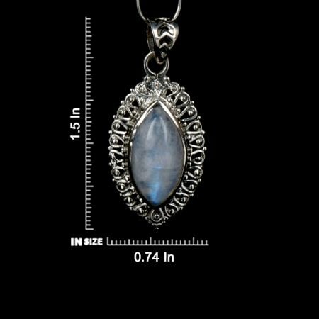 92.5 Sterling Silver Moonstone Pendant Marquise Delicate Wedding Gift