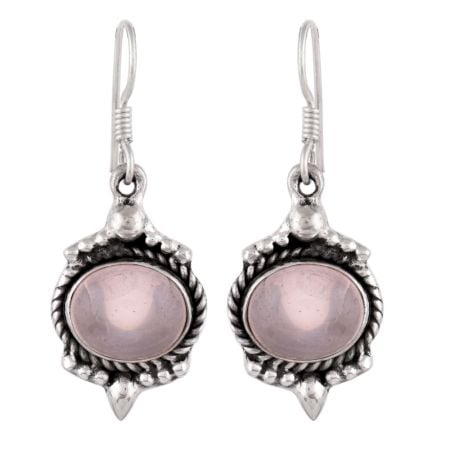 92.5 Sterling Silver Earrings Triangular Grey moonstone Branch Twisted Vine Design