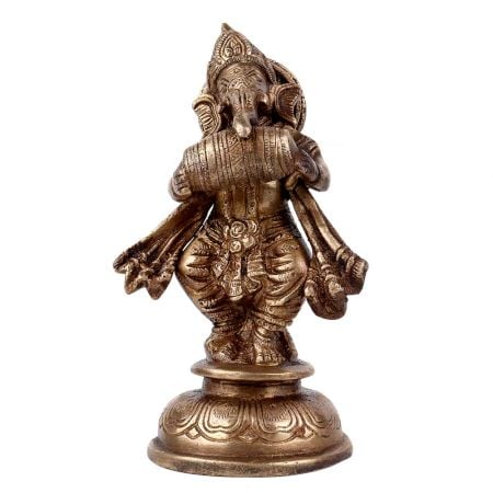Brass Dancing Ganesha Playing A Drum