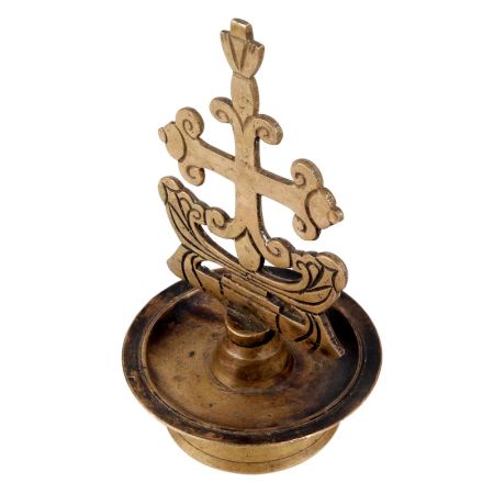 Brass Oil Lamp Christian Design Art Decor Piece
