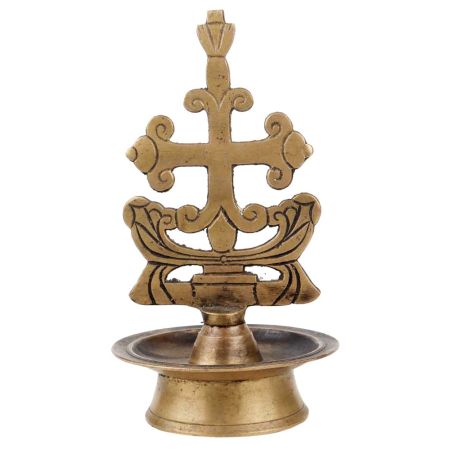 Brass Oil Lamp Christian Design Art Decor Piece