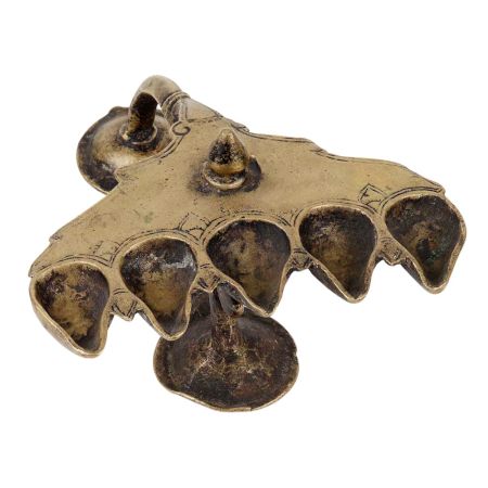 Brass Oil Lamp With Eight Wick Unusual Shape And Design