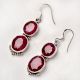 92.5 Sterling Silver Earrings Twin Round Pink Tourmaline Dangler Earrings
