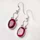 92.5 Sterling Silver Earrings Hook Style Pink Tourmaline Dangler Earrings