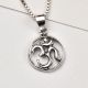 92.5 Sterling Silver Om Pendant In Round Frame for Men and Women