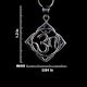 92.5 Sterling Silver Square Frame Om Pendant