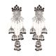 92.5 Sterling Silver Earrings Bahubali Four Layered Black Onyx Beads Jhumki  Earring