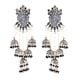 92.5 Sterling Silver Earrings Bahubali Four Layered Black Onyx Beads Jhumki  Earring