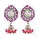 92.5 Sterling Silver Earrings Pink Tourmaline Floral Drop Earrings