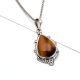 Handcrafted 92.5 Sterling Silver Pendant with Teardrop Shaped Tiger Eye Stone