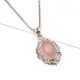 92.5 Sterling Silver Pendant Rose Quartz Decorative Border Pendant