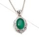 92.5 Sterling Silver Traditional Design Green Onyx Semi Precious Stone Pendant