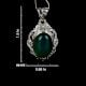 92.5 Sterling Silver Traditional Design Green Onyx Semi Precious Stone Pendant