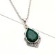 92.5 Sterling Silver Pendant With Oval Shape Green Malachite Cut Stone Pendant