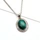92.5 Sterling Silver Pendant Oval Green Malachite Border Design