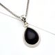 92.5 Sterling Silver Black Onyx Teardrop Shaped Pendant