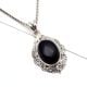 92.5 Sterling Silver Black Onyx Oval Shaped Designer Pendant