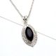 92.5 Sterling Silver Pendant Big Oval Black Onyx Decorative Pendant