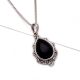 92.5 Sterling Silver Pendant Big Teardrop Decorative Border Onyx Stone Pendant