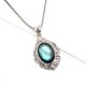 92.5 Sterling Silver Pendant Labradorite Semi Precious Stone Engraved Border